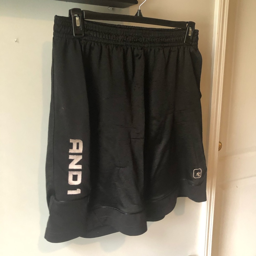 Black basketball shorts.